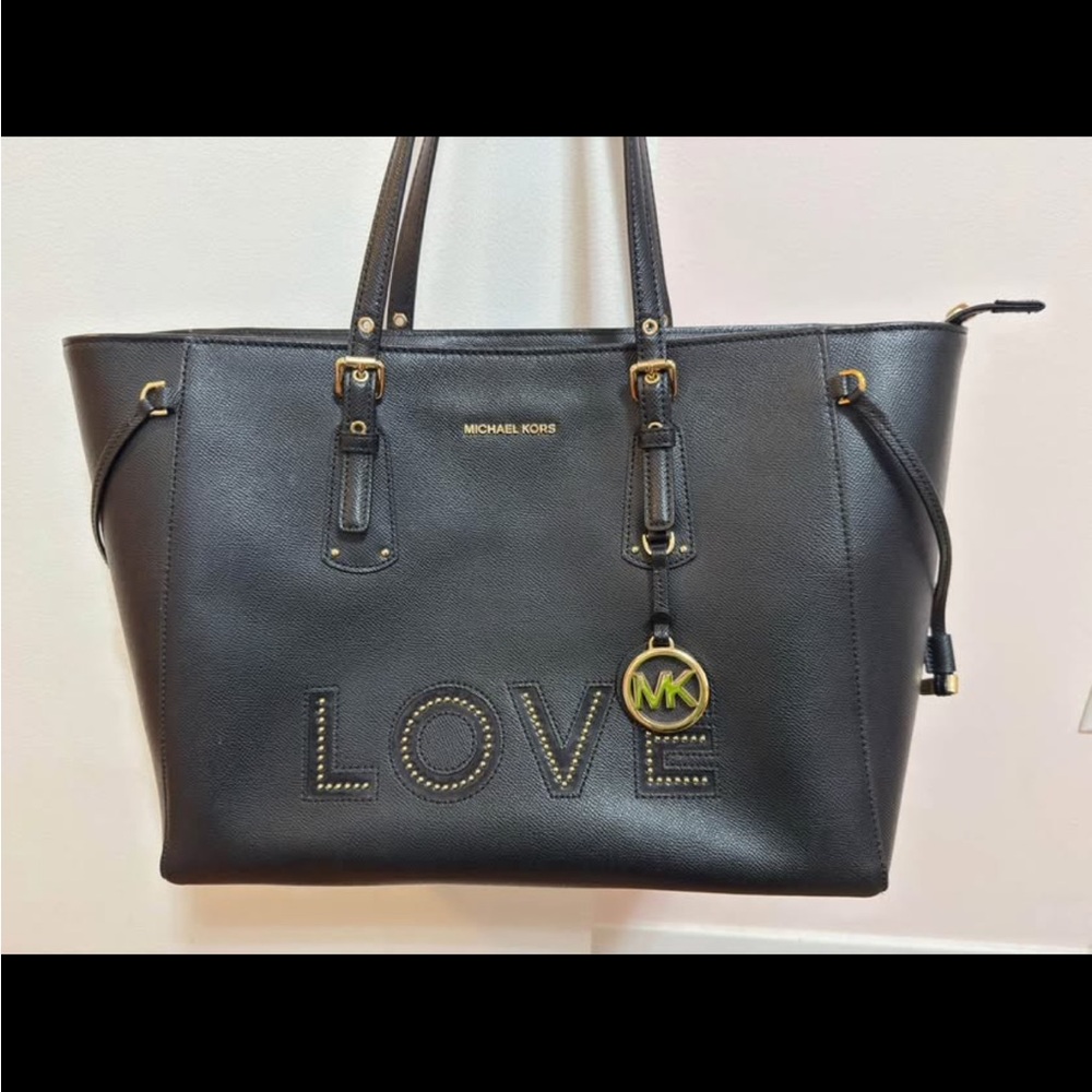 Michael Kors Black Tote with Gold Accents